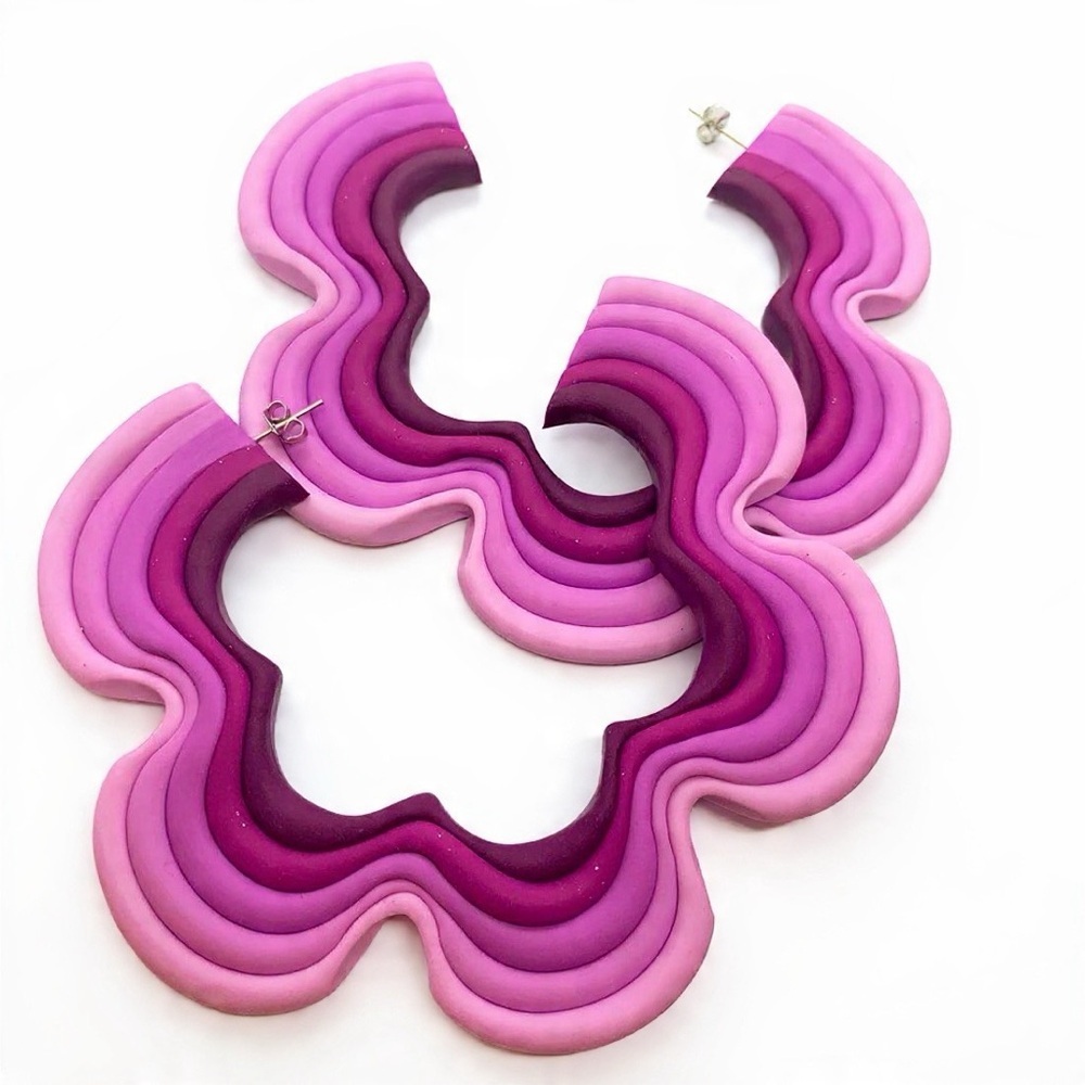 Rainbow Flower Stud Hoop - Handmade Earrings